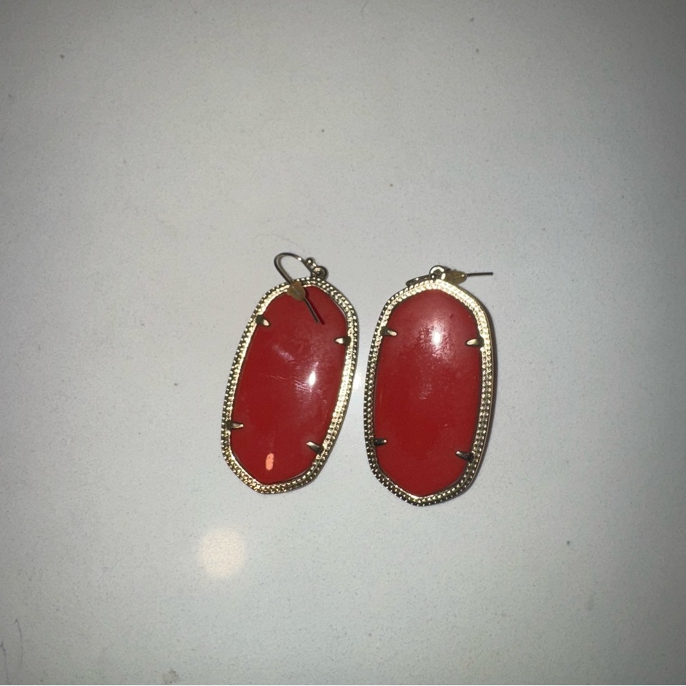 Kendra Scott Elegant Gold and Red Earrings